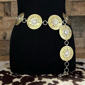 Tipi Brand Shotgun Shell Concho Western Silver Medallion Belt L/XL by Tipi